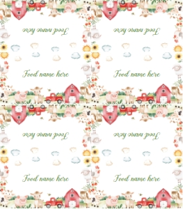 farm animal food tent card A011: 1883989888