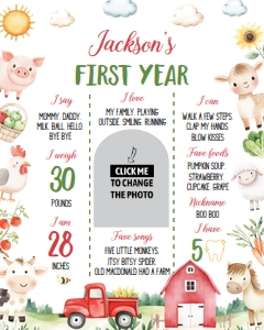 farm animal milestone poster 16x20 A011: 1898126255