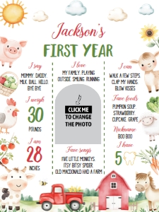 farm animal milestone poster 18x24 A011: 1898126255