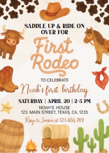 first rodeo birthday invitation C015: 1891839508