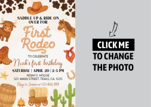 first rodeo birthday photo invitation C015: 1891449294