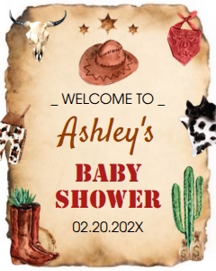 cowboy baby shower welcome sign R007: 4456993374