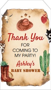 cowboy baby shower thank you tag R007: 4456993374