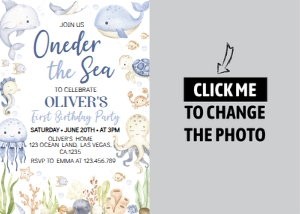 oneder the sea birthday photo invitation O015: 4316884088