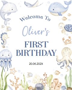oneder the sea birthday welcome sign O015: 4317719959