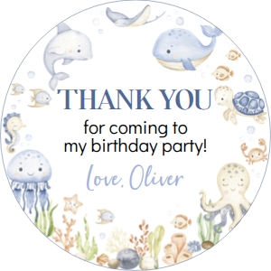 oneder the sea birthday thank you favor O015: 4317731684