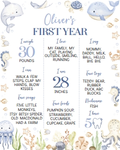 oneder the sea birthday milestone 16x20 O015: 4317719959