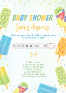 Popsicle Baby Shower Games Answers P008: 4319341685