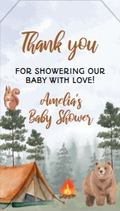 camping baby shower thank you tag C006: 4330414168