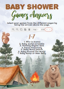 Camping Baby Shower Games Answers C006: 4330414168