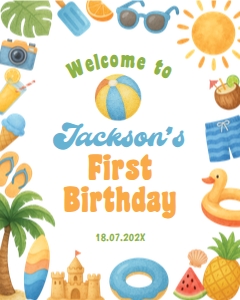 one in the sun birthday welcome sign S024: 4336860750