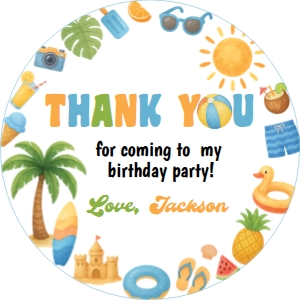 one in the sun birthday thank you favor S024: 4419945442