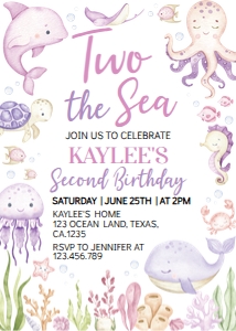 girl 2nd birthday invitation O015: 4351075606