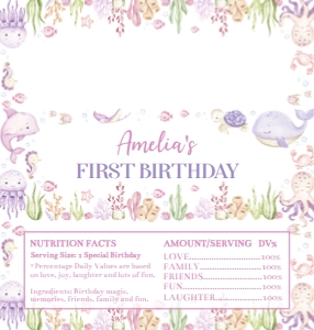 girl ocean birthday chocolate wrapper Hershey O015: 4351080866