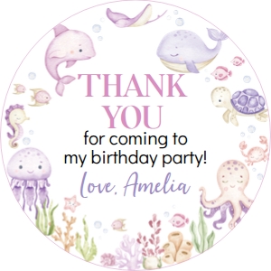 girl ocean birthday thank you favor O015: 4350528715