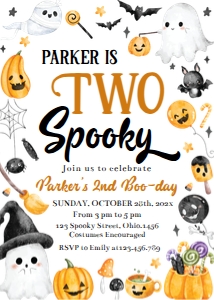 two spooky birthday invitation HA04: 4351170019