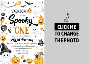 spooky one birthday photo invitation HA04: 4351167725