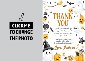 spooky one birthday thank you card HA04: 4352306974