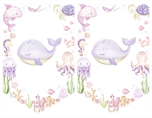girl ocean baby shower banner O015: 4355883295
