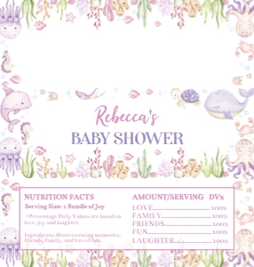 girl ocean baby shower chocolate wrapper Hershey O015: 4355883295