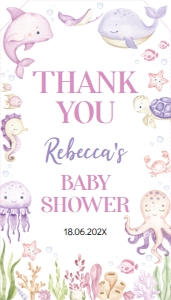 girl ocean baby shower thank you tag O015: 4355883295