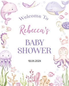 girl ocean baby shower welcome sign O015: 4355883295