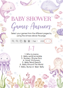 Girl Ocean Baby Shower Games Answers O015: 4355883295