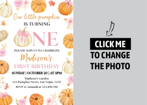 pumpkin birthday photo invitation P018: 4356427706