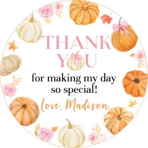 pumpkin birthday thank you favor P018: 4356476250
