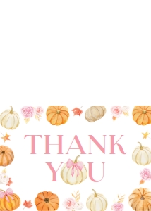 pumpkin baby shower thank you card P018: 4362869318