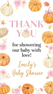 pumpkin baby shower thank you tag P018: 4362869318