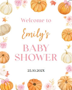 pumpkin baby shower welcome sign P018: 4362869318