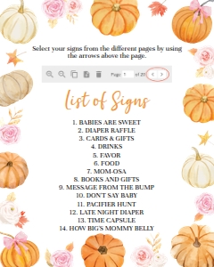 Pumpkin Baby Shower Sign P018: 4362869318