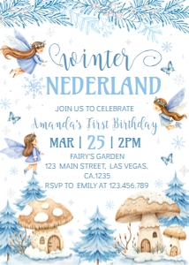 winter fairy birthday invitation W020: 4373850870