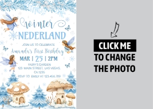 winter fairy birthday photo invitation W020: 4373865963