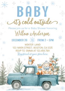 winter woodland baby shower invitation W021: 4377409289