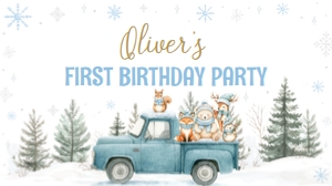 winter woodland birthday gable box label W021: 4377417611
