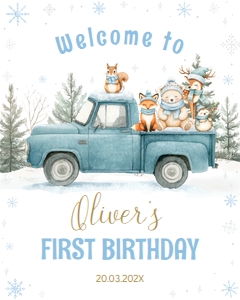 winter woodland birthday welcome sign W021: 4377892238