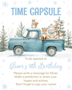 winter woodland birthday time capsule W021: 4377896389