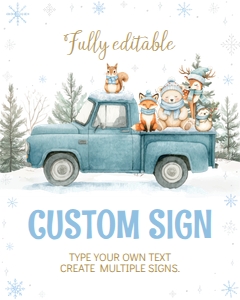 winter woodland birthday custom sign W021: 4377416619
