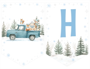 winter woodland birthday banner W021: 4379083076