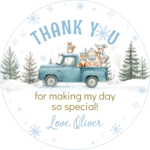 winter woodland birthday thank you favor W021: 4377420791