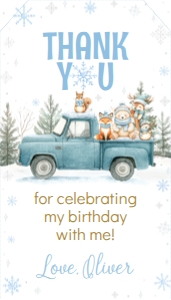 winter woodland birthday thank you tag W021: 4379083076