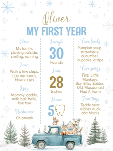 winter woodland birthday milestone 18x24 W021: 4377414475