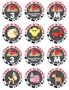 BarnyardCupcakeToppersRed design preview