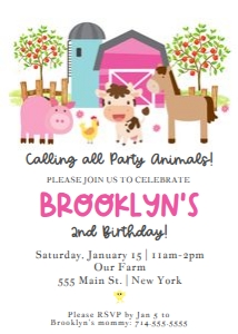 Girl Barnyard Invite A8: GIRL BARNYARD INVITE A8
