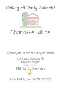 Girls Barnyard Invite: Girl Barnyard Birthday Invite