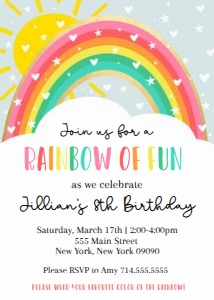 Rainbow Invite Light Blue Back: Rainbow Invite Light Blue Back
