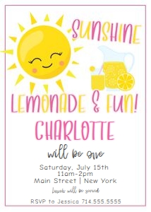 Lemonade Birthday Invite design preview