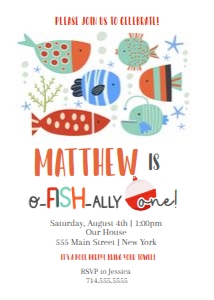 Fishing First Birthday Invite design preview
